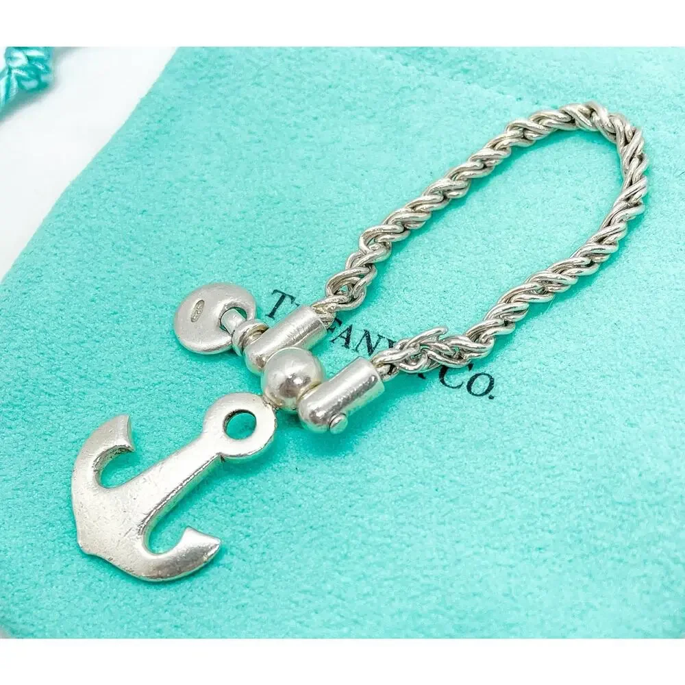 Tiffany & Co. Anchor Keychain Key Ring Sterling Silver Keyring